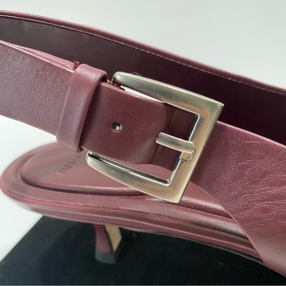 NEW VINCE Shasta Burgundy Slingback Kitten Heels Buckle Pointed Toe 7 - Picture 14 of 15
